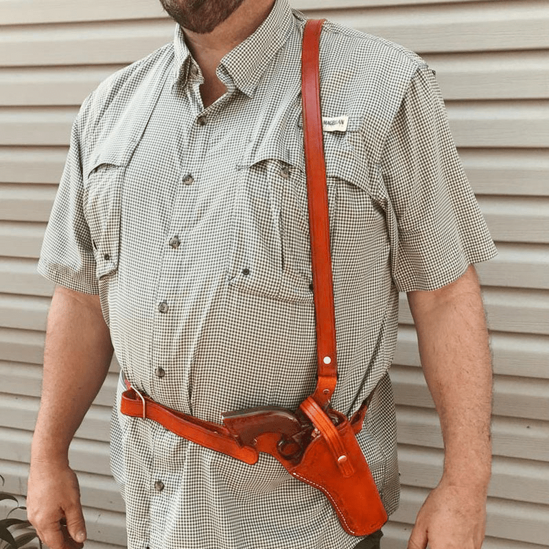 Medieval Handmade Leather Shoulder Holster Colt Style Single Harness Belt