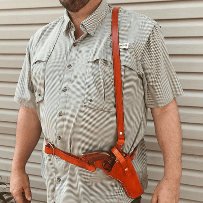 Medieval Handmade Leather Shoulder Holster Colt Style Single Harness Belt