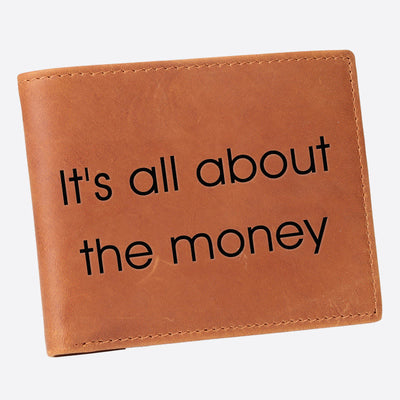 It's All About The Money Engrave Leather For Men RFID Purse