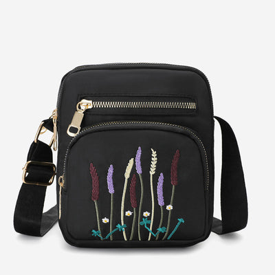 Lightweight Water & Tear Resist Women Purse Multi-pocket Embroidery Crossbody Bag Shoulder Bag