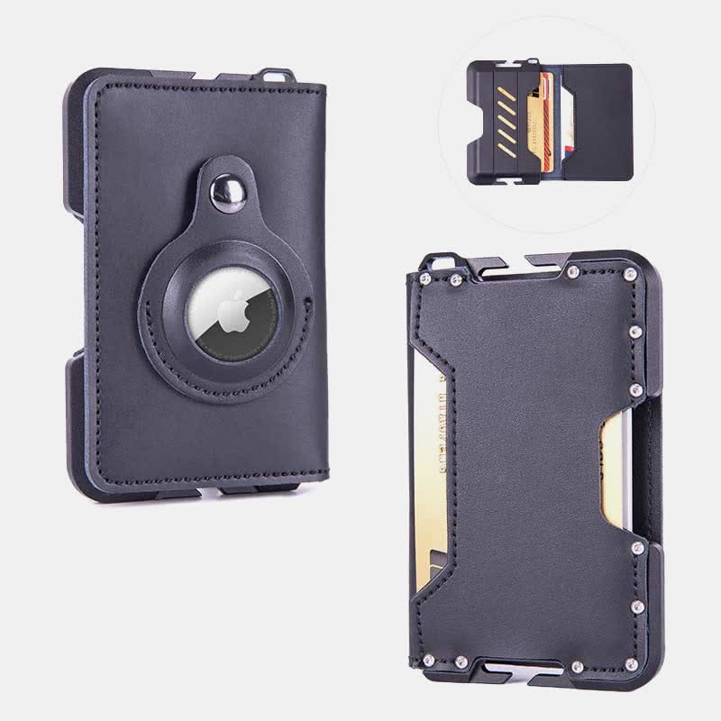 Genuine Leather Bifold Mens Leather Airtag Wallet BFID Blocking Card Holder