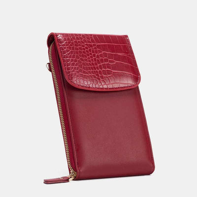 Womens Slim Lightweight Leather Crossbody Phone Bag Credit Card Holder