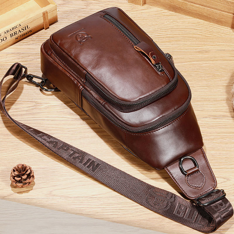 Genuine Leather Large Capacity Anti-theft Sling Bag