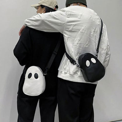 Crossbody Bag For Outdoor Funny Faceless Pattern Leather Pack