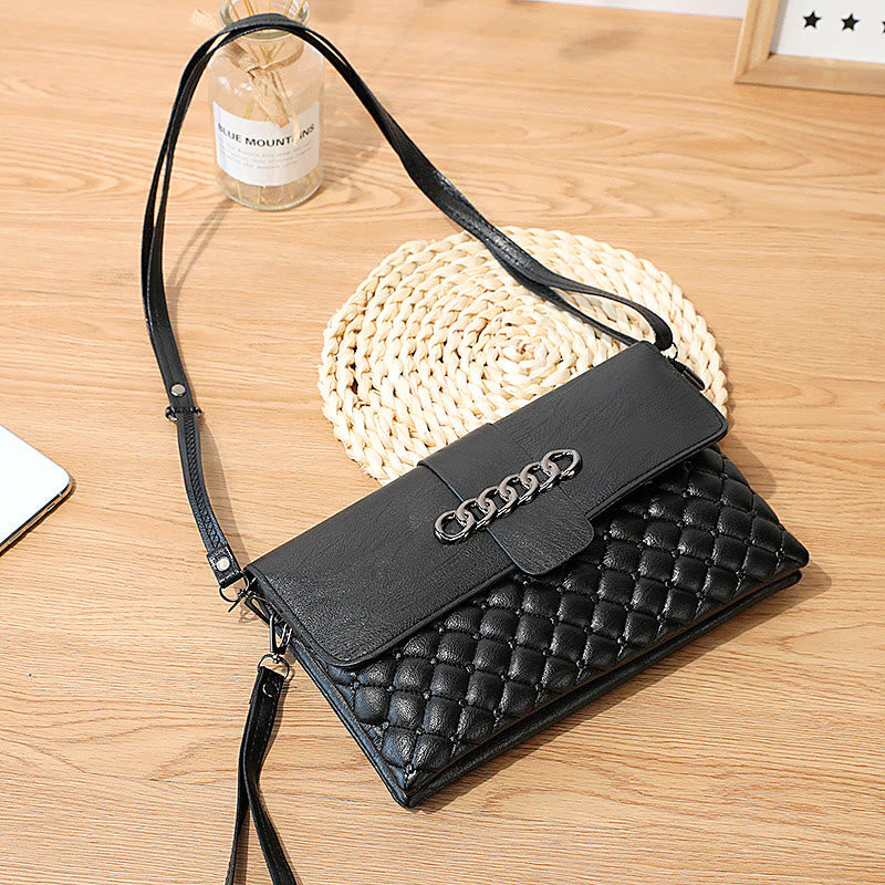 Plaid Pattern Quilted Ladies Shoulder Purse Multifunctional Wallet Handbag