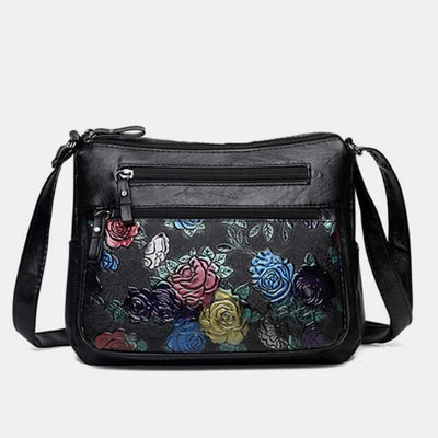 Women Multi-pocket Floral Crossbody Bag Roomy Shoulder Handbag Purses