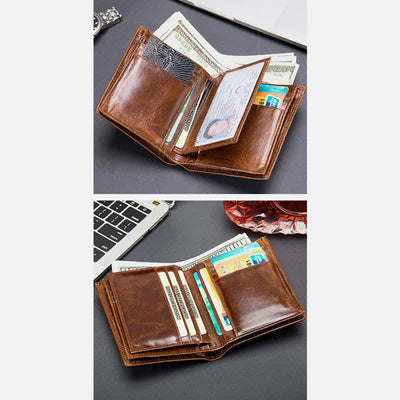 Retro Leather Wallet for Men RFID Blocking Credit Card Holder