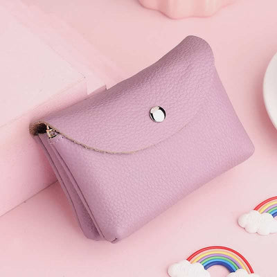 Genuine Leather Coin Purse Mini Wallet Card Holder with Zipper Pocket