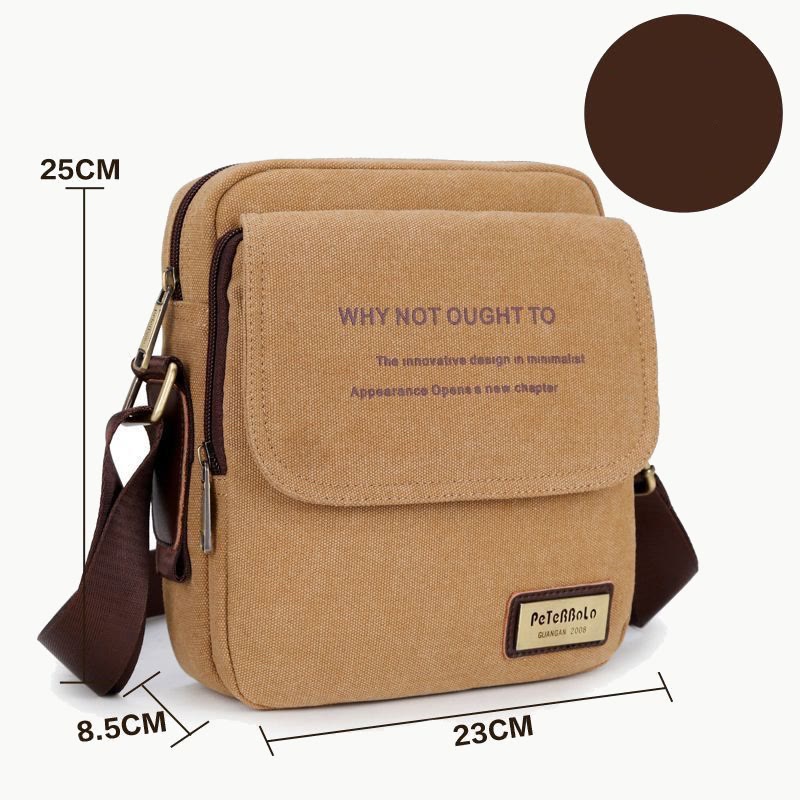 Men's Thicken Canvas Bag Durable Wide Strap Crossbody Shoulder Bag