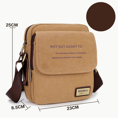 Men's Thicken Canvas Bag Durable Wide Strap Crossbody Shoulder Bag