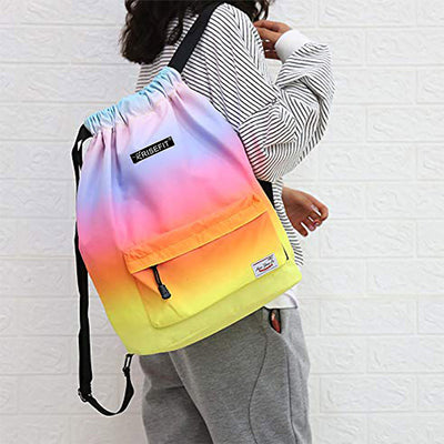 Large Capacity Waterproof Drawstring Nylon Backpack for Sport Swimming Yoga