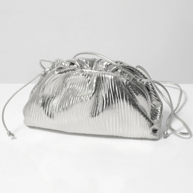 Dumpling Clutch Crossbody Bag Cloud Sparkly Metallic Purse for Women