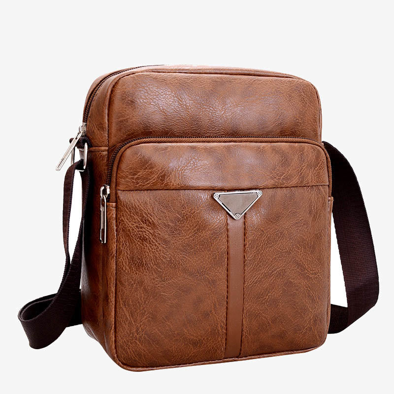 Small Crossbody Purse for Men Retro Vegan Leather Messenger Pack Bag