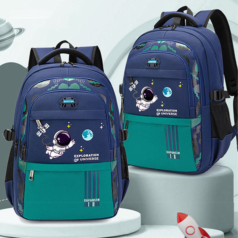 Astronaut Pattern Backpack For School Lightweight Breathable Fabric Schoolbag