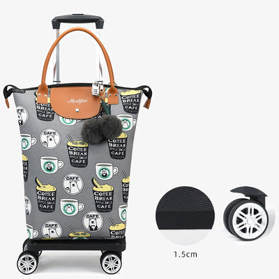 Multifunctional Portable Trolley For Women Detachable Folding Wheel Tote
