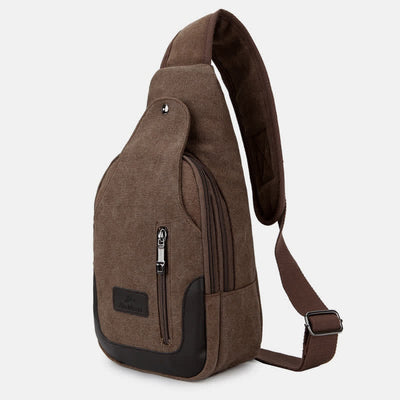 Canvas Sling Bag for Men Outdoor Travel Camping Chest Day Pack