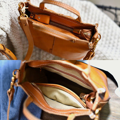 Handmade Tote Bag For Women Elegant Retro Soft Leather Bag
