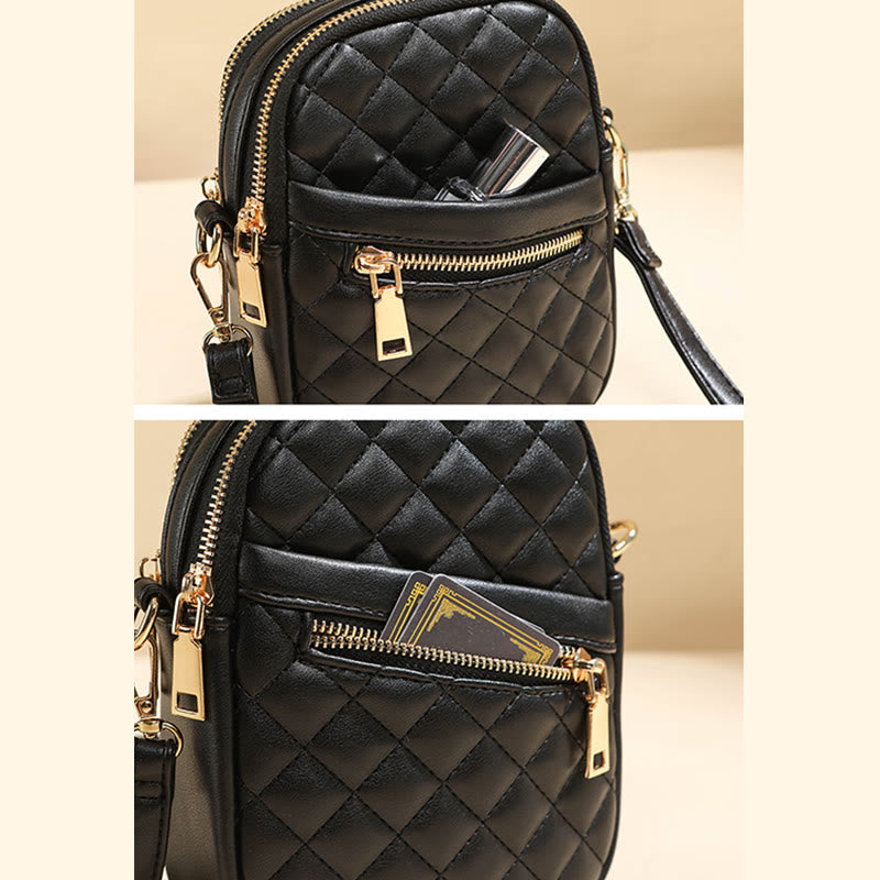 Phone Bag For Women Diamond Check Solid Color Mini Bag