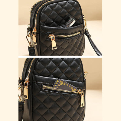 Phone Bag For Women Diamond Check Solid Color Mini Bag