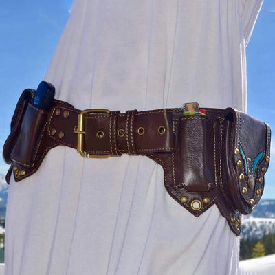 Waist Bag For Daily Retro Medieval Punk Leather Belt Bag