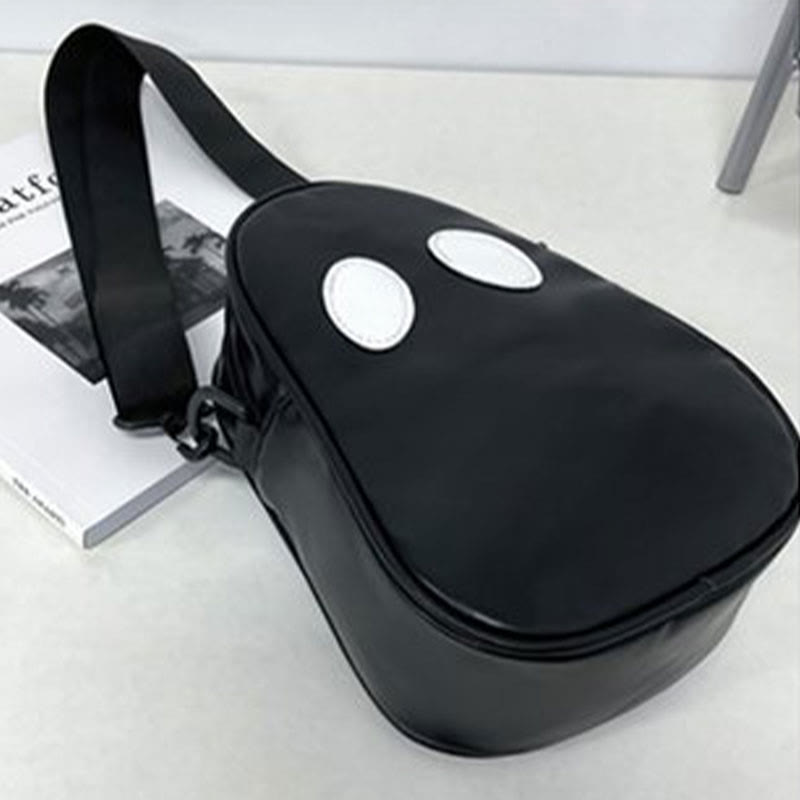 Crossbody Bag For Outdoor Funny Faceless Pattern Leather Pack