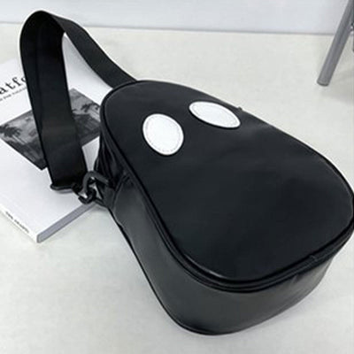 Crossbody Bag For Outdoor Funny Faceless Pattern Leather Pack