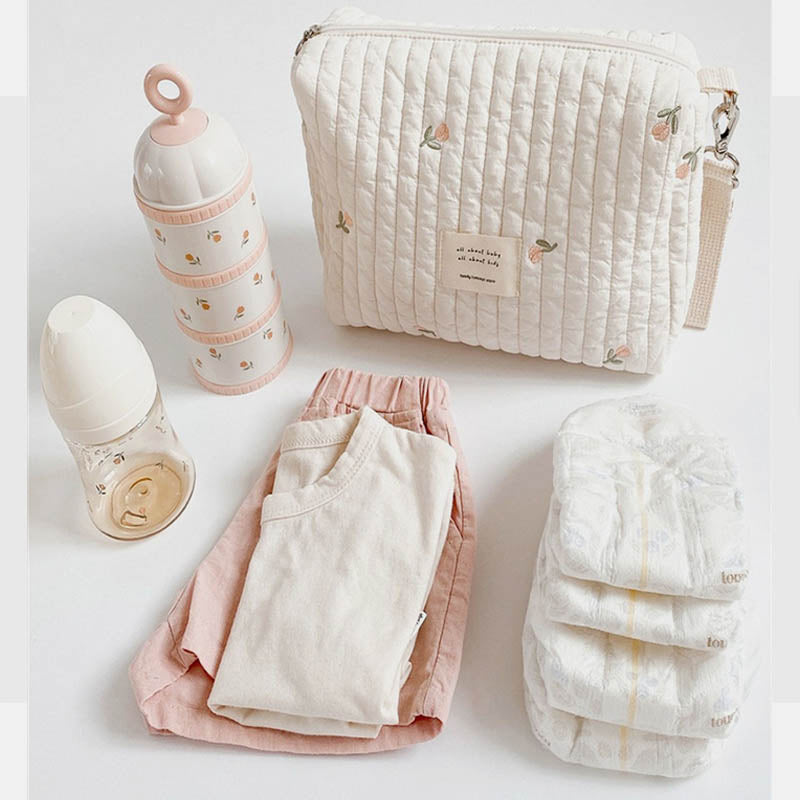 Embroidery Cotton Baby Diaper Bag Organizer Pouch Travel Mommy Bag