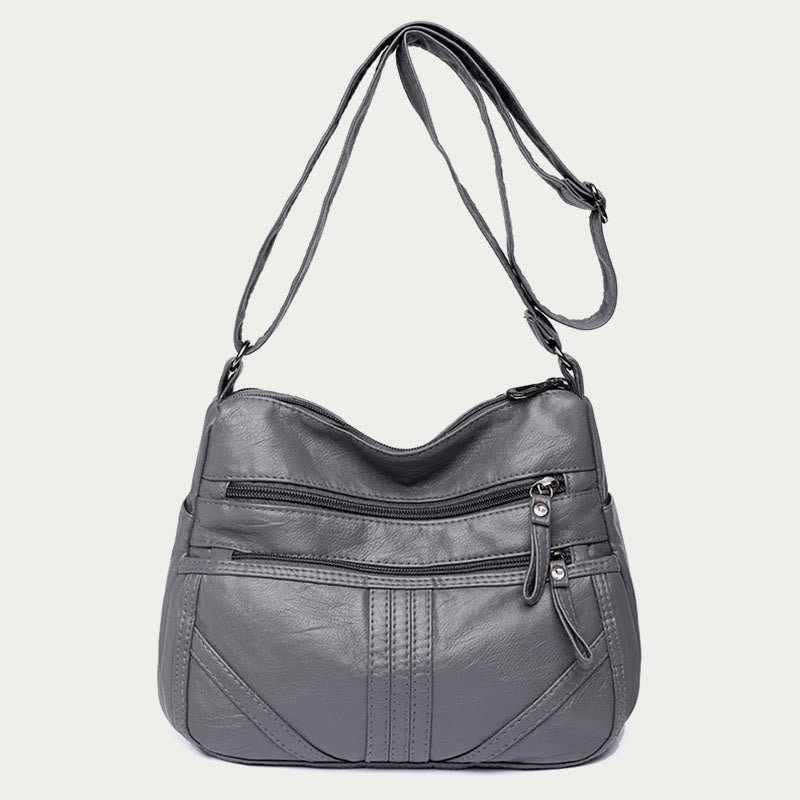 Vintage Large Capacity Shoulder Bag For Women Soft Leather Purse