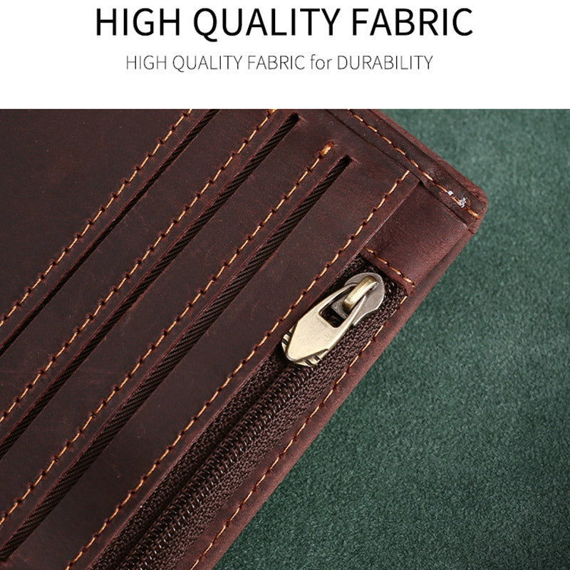 Retro Men's Large Capacity Genuine Leather Bifold Wallet Credit Card Holder