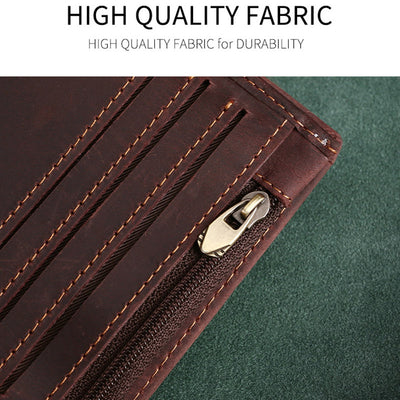 Retro Men's Large Capacity Genuine Leather Bifold Wallet Credit Card Holder