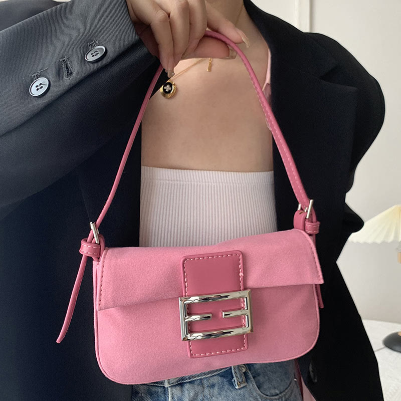 Shoulder Bag For Women Vintage Matte Pink Elegant Handbag