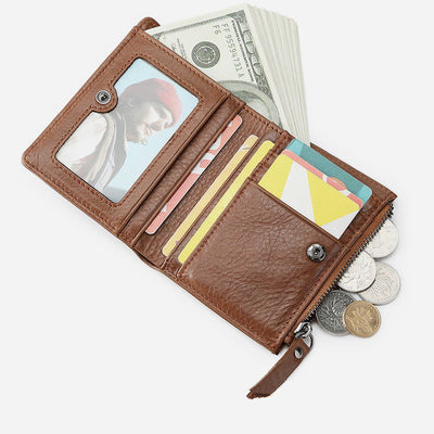 Genuine Leather RFID Wallet For Men Minimalist Large Retro Purse
