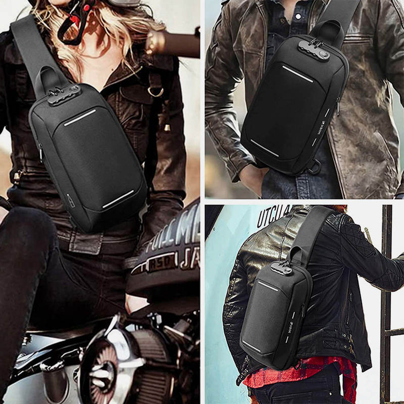 Anti-theft Waterproof Chest Bag Sling Bag With USB Charging Port