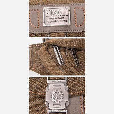 Canvas Waist Pack For Men Retro Small Crossbody Crescent Moon Bag
