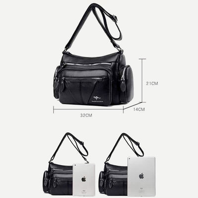 Casual Crossbody Purse for Women Multi-Pocket PU Leather Shoulder Handbag