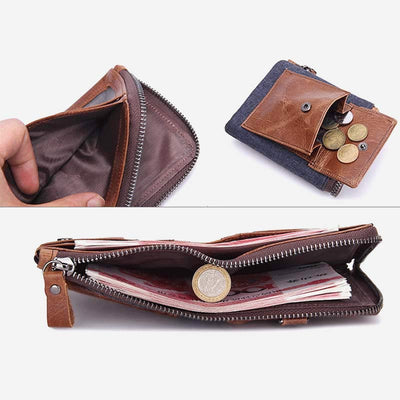 Vintage Leather Wallet Super Roomy Bifold Short Wallet for Men