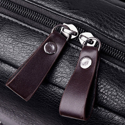 Leather Laptop Backpack for Men Large Capacity College Travel Office Daypack
