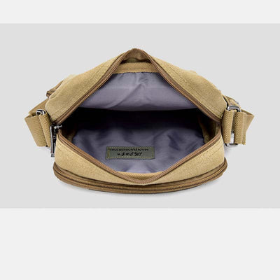 Vintage Canvas Mini Crossbody Shoulder Bag Men Small Purses with Multi-Slot