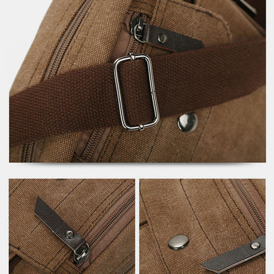 Mens Small Messenger Bag Multi-Slot Travel WorK Canvas Shoulder Bag