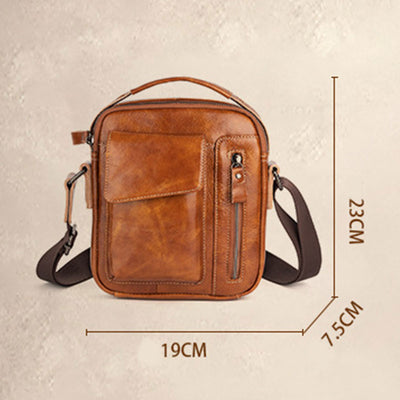 Men's Genuine Leather Large Capacity Crossbody Bag