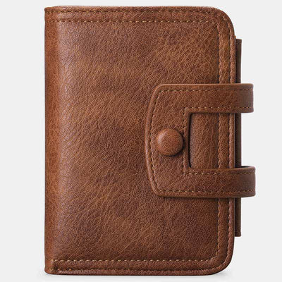 Women's Small Trifold Wallet Real Leather Retro Compact Pocket Wallet