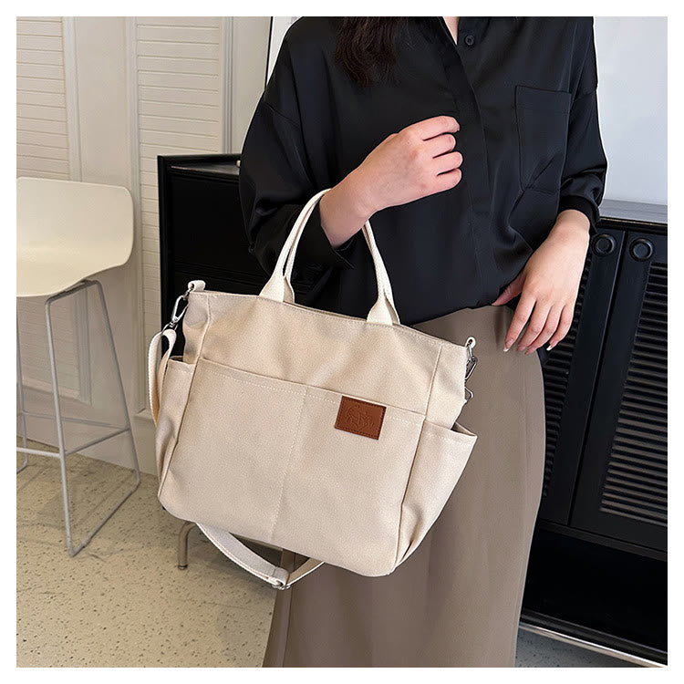Simple Tote Bag For Women Daily Portable Canvas Crossbody Bag
