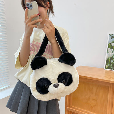 Cute Panda Shoulder Bag For Women Plush Underarm Bag