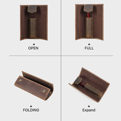 pencil case for business Vintage genuine leather simple pen case
