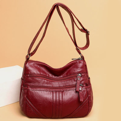 Vintage Large Capacity Shoulder Bag For Women Soft Leather Purse