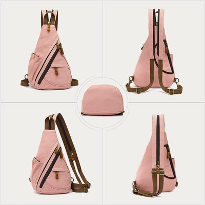 Casual Travel Canvas Sling Bag Daypack Shoulder Backpack For Women Men