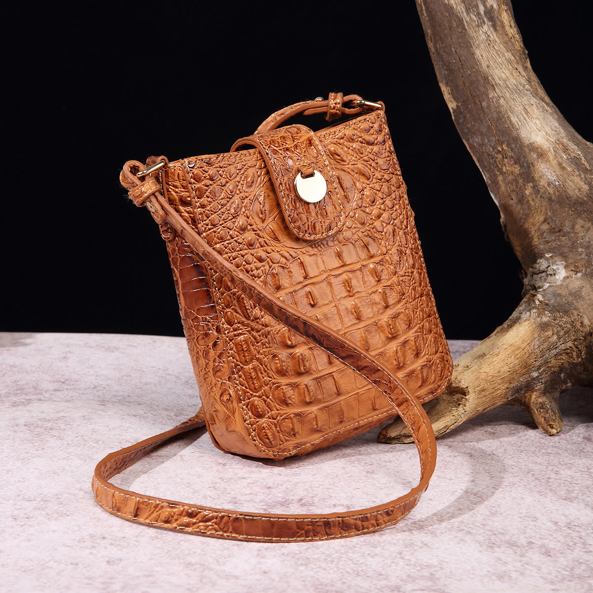 Crossbody Bag For Women Retro Crocodile Pattern Phone Bag