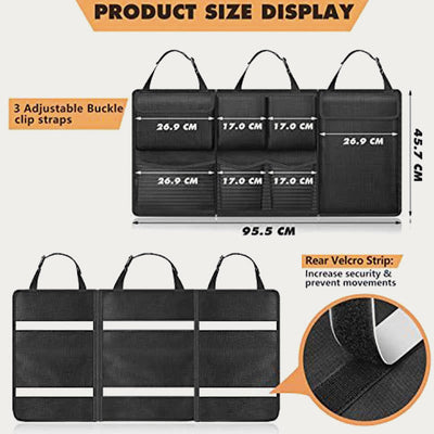 Car Organizer For Seat Back Zipper Detachable Design Oxford Storage Bag