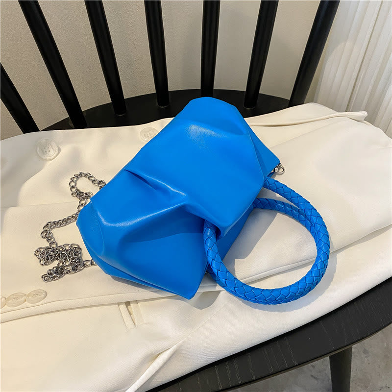 Crossbody Bag For Women Wrinkle Shape Mini Solid Color Handbag
