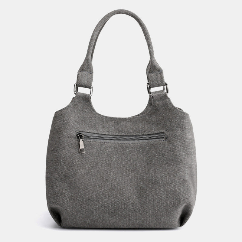 Triple Compartment Canvas Tote Lightweight Functional Hobo Handbag Purse